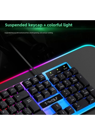 Techbloom T-wolf Thunder Wolf Tf230 White Klavye Ve Fare Seti Aydınlatmalı Oyun Ofis Bilgisayar Kablolu Aksesuar Diğer
