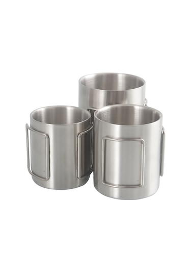 Qingmipy 304 Çelik İki Katlı Fırça Kollü İçecek Bardağı, Isı Yalıtımı, 300ml, Dış Mekan, Kamp, Dağcılık İçin Diğer