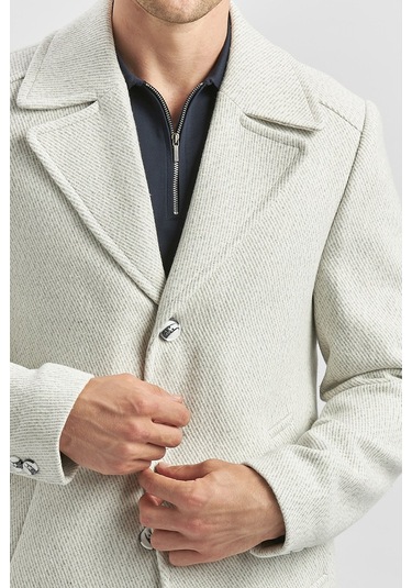 Kaşe Kırlangıç Yaka Desenli Astarlı Slim Fit Dar Kesim Klasik Mont 1007245150-taş Rengi Taş