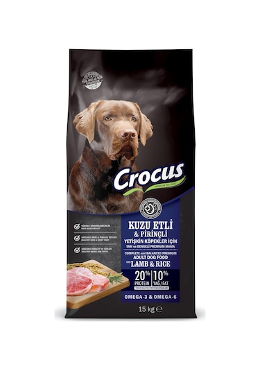 Crocus Kuzu Etli ve Pirinçli Yetişkin Köpek Maması 15 KG