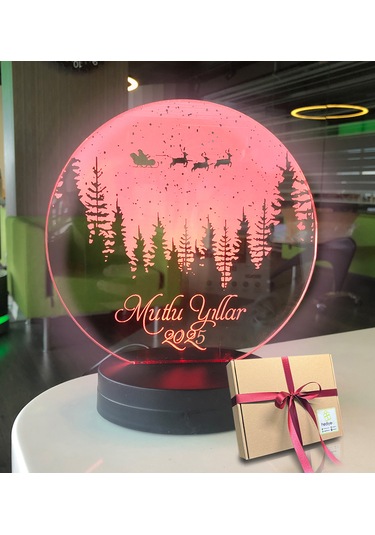 Yeni Yıla Özel Oval Uçan Geyikler Kişiye Özel Yazılı 3d Led Gece