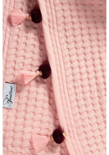 Vionel Home Pamuklu Waffle Desen Ponponlu Çift Kişilik Pike Pembe