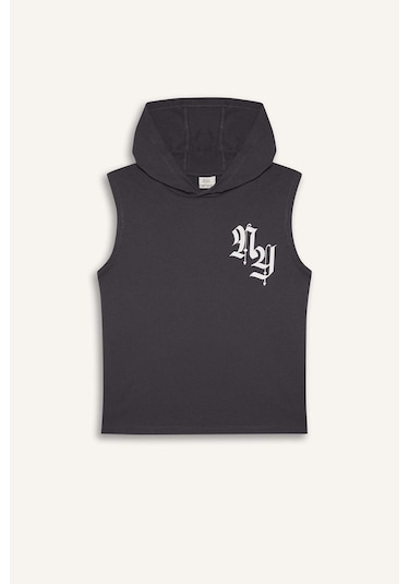 Defacto Erkek Çocuk Kapüşonlu Baskılı Atlet E4186a825hsar138 Antrasit