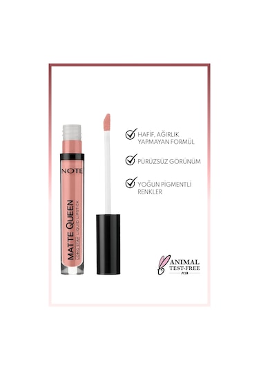Note Cosmetique Matte Queen Lipstick Kalıcı Mat Likit Ruj - 01 Elegant Nude - Nude