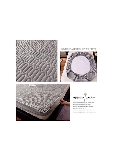 Novahub Koyu Mavi Kalın Kapitone Yatak Örtüsü - 120x200cm Yatak Kraliçe Kral Kaymaz Çarşaf Toz Kapağı Koyu Mavi