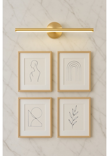 Modern Kablosuz Tak Çalıştır Ledli Pilli Aplik Eskitme Gold Sarı