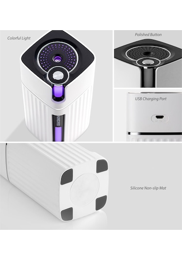 Leezsing 300 Ml Araba Buharlı Nemlendirici Taşınabilir Renkli Gece Lambası Sessiz Nemlendirici Uçucu Yağ Difüzör Serin Masaüstü Usb Powered