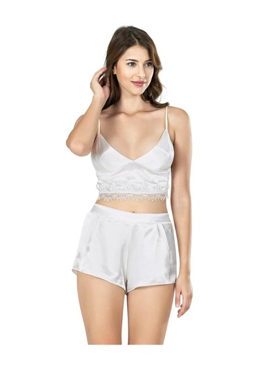 Ahu 7668 Saten Kısa 6lı Set - Ekru