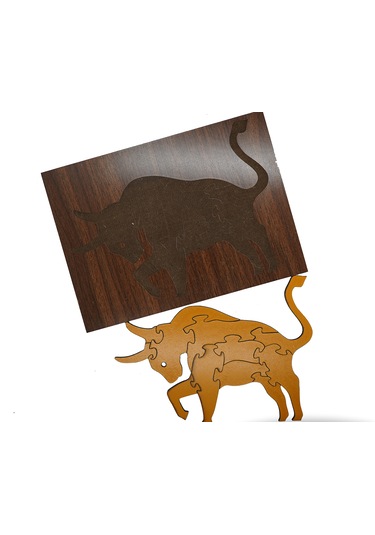 Çocuklar İçin Eğitici Ve Öğretici Ahşap Yapboz Puzzle Bul Tak Birleştirme Boğa Renkli Hayvanlar