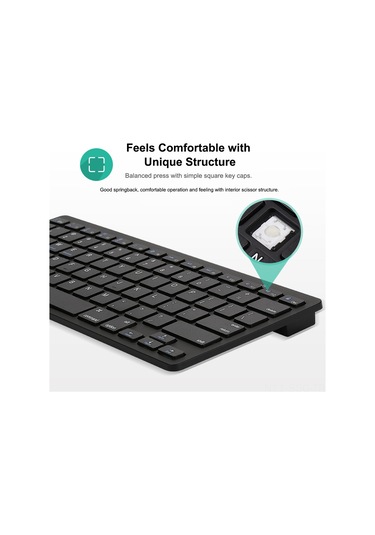Springsun Kablosuz Bluetooth Klavye - Tablet, Telefon Ve Bilgisayarlar İçin Taşınabilir Ve Hızlı Bağlantı Siyah/beyaz