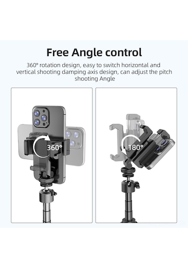 Gajeena Siyah İki Telefon Tutucu Abs+pc Materyal, 4 Soğuk Ayaklı Tutucu, 360 Döner, Dikey-yatay Çekim, Tripod Uyumlu Vlog Ve Canlı Yayın Aleti
