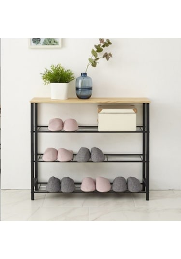 Retodesign Retohome 3 Katlı Çok Amaçlı Raf ve Ayakkabı Rafı Siyah - Atlantik Çam