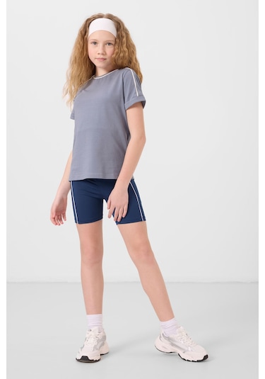 Tommylife Parlament Esnek Standart Fit Basic Performans Kız Çocuk Tayt - 75189 Lacivert
