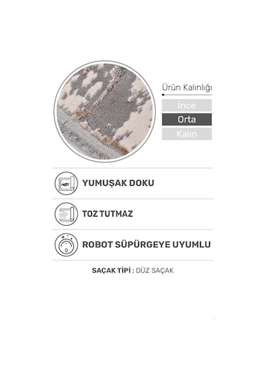 Notteo Modern Halı Yumuşak Dokulu, Dokuma Tabanlı, 7 Mm İnce Form, Dayanıklı Bej
