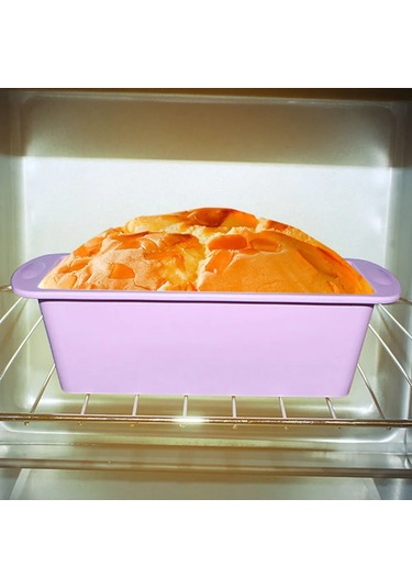 Kangvka Mini Dikdörtgen Silikon Kek Kalıbı - Evde Kullanıma Uygun, Direk Çıkarma Özelliği, Fırına Uygun, Isı Dayanıklı Pastırma Kalıbı Mor MOr