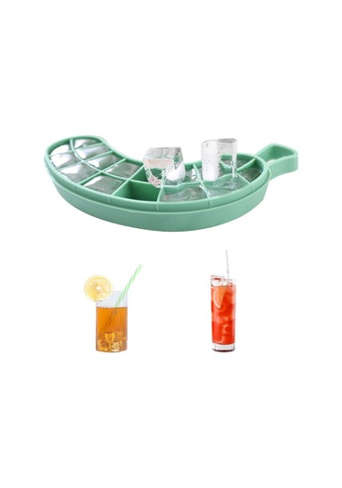 Kosona 2 Adet Silikon Buzluk Kalıbı, 16 Delikli Kapaçklı, Muz Şekilli, Çikolata/süt Buzları Yapmak İçin, Pembe Çok Renkli