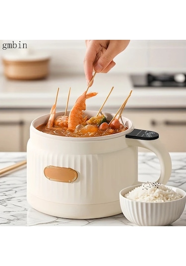 Fochsia Beyaz 1.6l Mini Pirinç Pişirici, 12 Saat Zaman Ayarlı Portatif Tencer