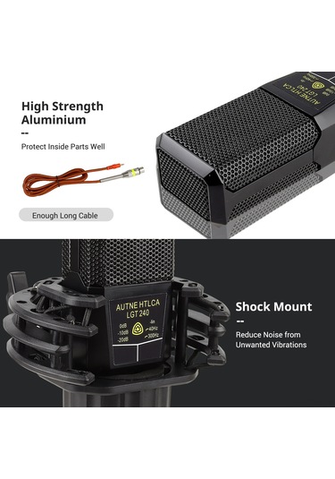 Tenfowee Profesyonel Büyük Zarf Kondansatör Mikrofon - Kaliteli Ses Kaydı, Grup Yönlü Alım, Sarsıntı Direnci Ve Kablo İçerir