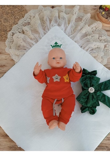 Dantelli Taçlı Bebek Kundağı Unisex Bebek Dış Kundak Battaniyesi Hastane Çıkışı Mevlütlük Kundak Yeşil