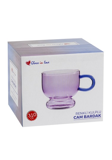 Glass In Love Renkli Kulplu Cam Bardak - Pembe
