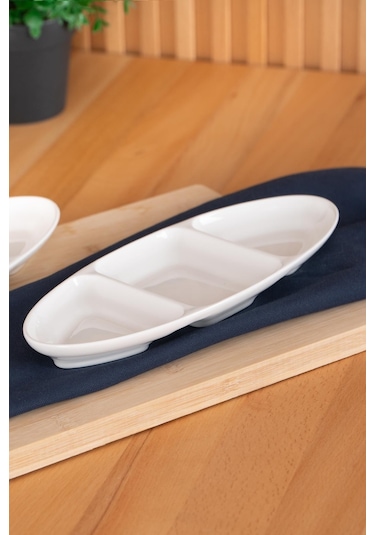 Acar Aria Oval Bölmeli Kayık Tabak - 25 Cm