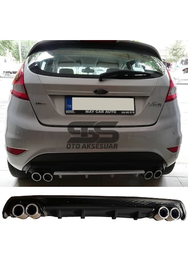 Ford Fiesta Mk7 Difüzör Arka Tampon Eki 4 Egzoz Çıkışlı Siyah Lüx Tip