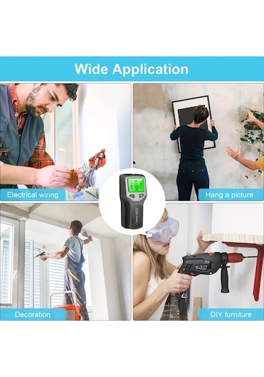 Honeybeeshop 5i 1 Arada Çubuk Bulucu Duvar Tarama Aleti Siyah Lcd Ekranlı Ahşap Metal Ac Kablosu Dedektör Taşınabilir