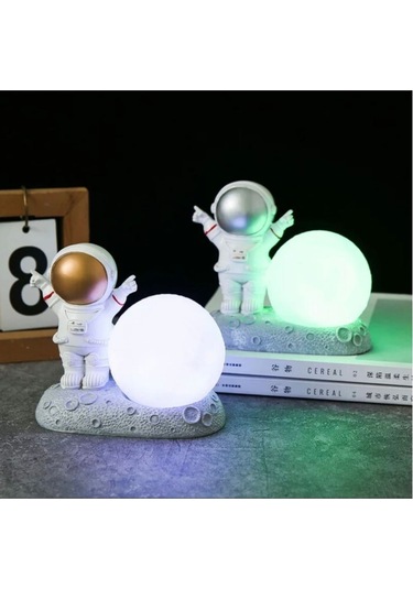 3d Astronot Modeli Figür Aydınlatma Gece Lambası Beyaz