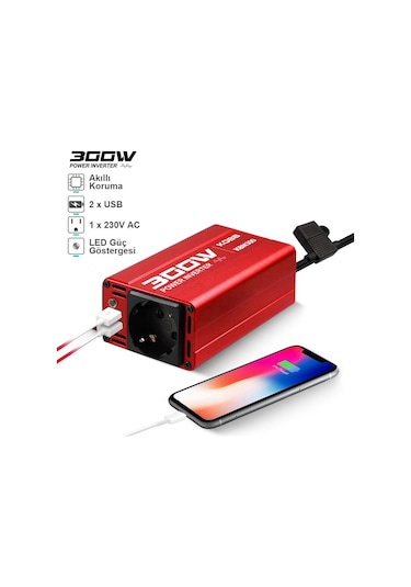 KOBB KBN300 12V/220V 300Watt Modifiye Sinüs Dönüştürücü İnvertör