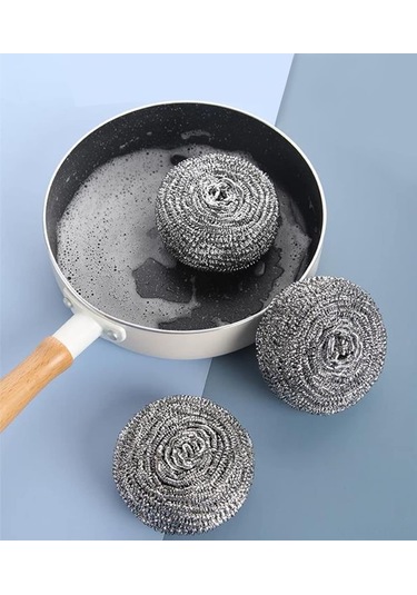 Monyee 6 Adet Paslanmaz Çelik Telli Temizlik Topu - Fırçalar, Tencere, Tava, Izgaralar Ve Lavabolar İçin Dayanıklı Temizleyici Diğer