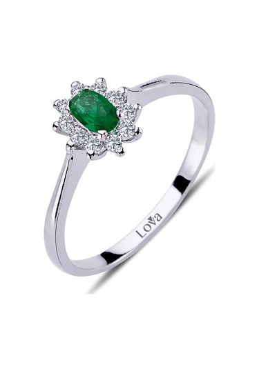 Lova Pırlantalı Oval Zümrüt Anturaj Yüzük - 1080051