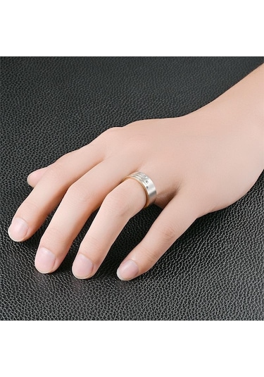 Siyah Avrupa Ve Amerikan Moda Titanyum Çelik Çift Yüzük Mizaç Zirkon Yüzük 12 Siyah