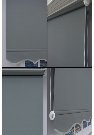 Kalın Keten Stor Zebra Güneşlik Perde Etekli Alüminyum Kasa & Boru, Ithal Kumaş Antrasit