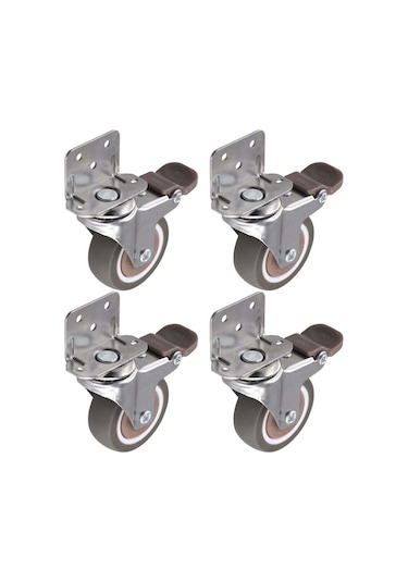 Aubyhe 4'lü L Tipi 5cm Gummi Tekerlekli Mobilya Kasnagi - 360 Derece Döner Kilitleme, 400lb Yük Kapasitesi, Metal Gövde, Sessiz Ve Kaymazsız