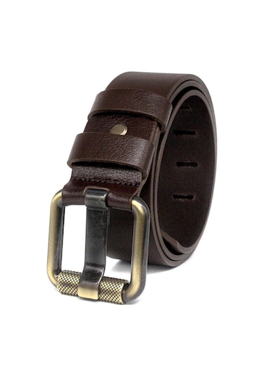 Erkek Hakki Deri 4,5 Cm Kot Kemeri Kahverengi