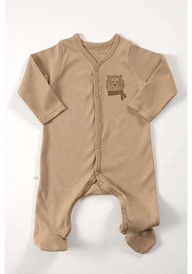 Tinylamb Cool Bear Organik Mini Yenidoğan Bebek Seti - 3 Parça Kahve