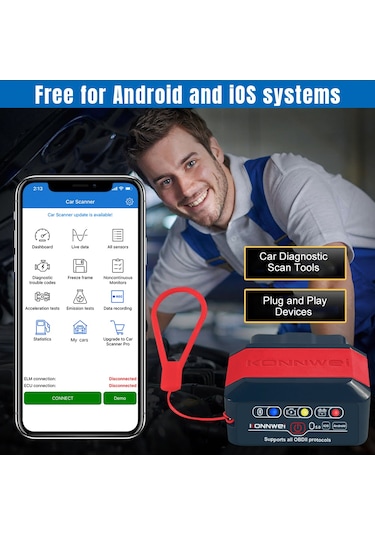 Tenfowee Konnweı Kw905 Bluetooth Obd Araç Arıza Tarayıcı - Android & İos Uyumlu