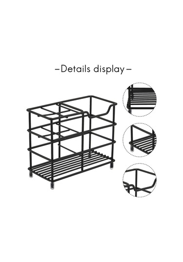 Xurunkeji Paslanmaz Çelik Diş Fırçası Tutucu, Elektrikli Diş Fırçası İçin Çok İşlevli Banyo Diş Macunu Tutucu Standı, Siyah Siyah