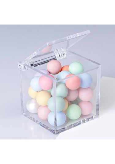 Şeffaf Akrilik Kutular Kapaklı Küçük Kare Küp Kaplar Plastik Saklama Düzenleyici Şeffaf