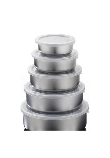 Agoodshop 5pcs Paslanmaz Çelik Daha Keskin Kutu Kapak, Yuvarlak Öğle Yemeği Kutusu Kırıcı Havayı Havalı K Antrasit - Gri