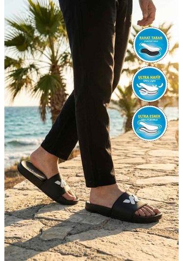 Walkway Siyah-beyaz Hafif Esnek Unisex Terlik 8000-02 G