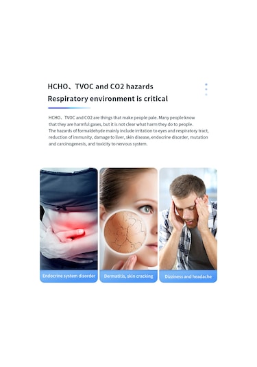 Vkemall El Tipi Taşınabilir Hava Kalitesi Monitörü - Co2, Formaldehit, Sicaklık Ve Nem Ölçer - Ev Ofis İçin Siyah