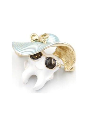 Diş Broş - Turkuaz Gümüş Rengi