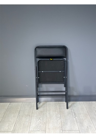 Hey 3'lü Katlanır Kamp Sandalyesi Piknik Sandalyesi Siyah Deri Siyah