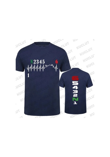 Kucluterkek Motosiklet Baskılı T-shirt 1n23456 - Yaz Moda Günlük Tişörtordu Yeşil Ordu Yeşil