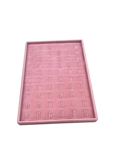 Yerli Üretim Süet Kumaş Pembe 34/24 Cm Dikine Tırnaklı Çekmece Içi Yüzük Tablası Çok Renkli