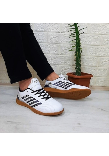 M.p 1351 Beyaz - Siyah Kaymaz Taban Futsal Futbol Ayakkabı 001