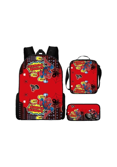 Örümcek Adam Yeni Sırt Çantası Büyük Kapasiteli Öğrenci Kişilik Okul Çantası Üç Parça Seti Stil 15