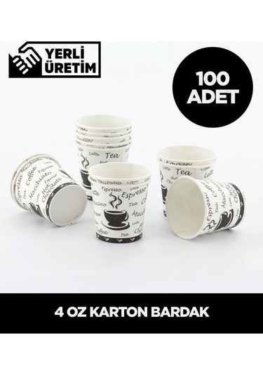 4 Oz Karton Bardak - 100 Adet Çok Renkli
