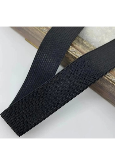 1,5 Cm Siyah Renk Dokuma Lastik-bel Paça Etek Yassı Lastik- Elastik Bant / 10m